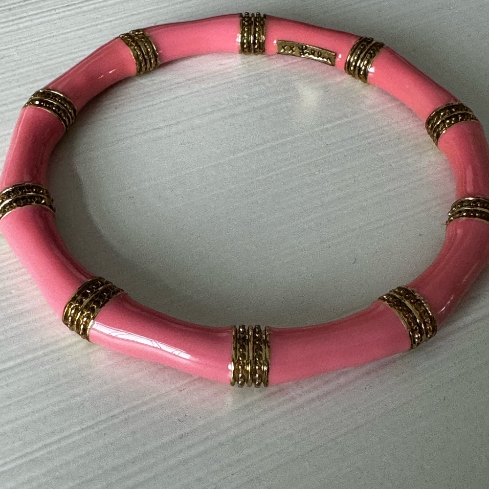 Lilly Pulitzer Pink Enamel & Gold Bangle Bracelet - Picture 4 of 4
